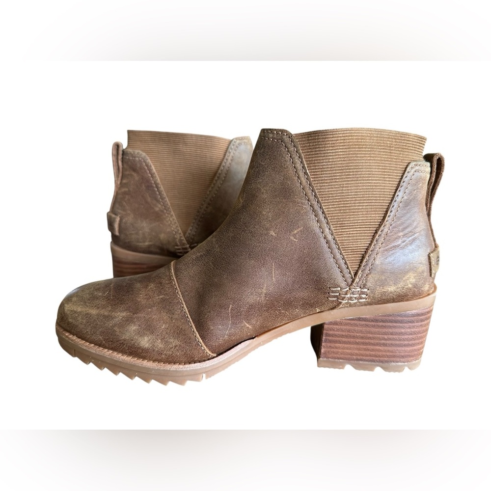 Sorel Women's Size 8 Cate Chelsea Bootie Waterproof Leather Brown Rain Boot - Picture 5 of 9